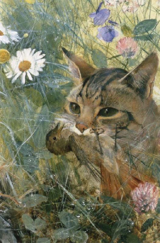 unknow artist Cats with fagelunge in mouth oil painting image